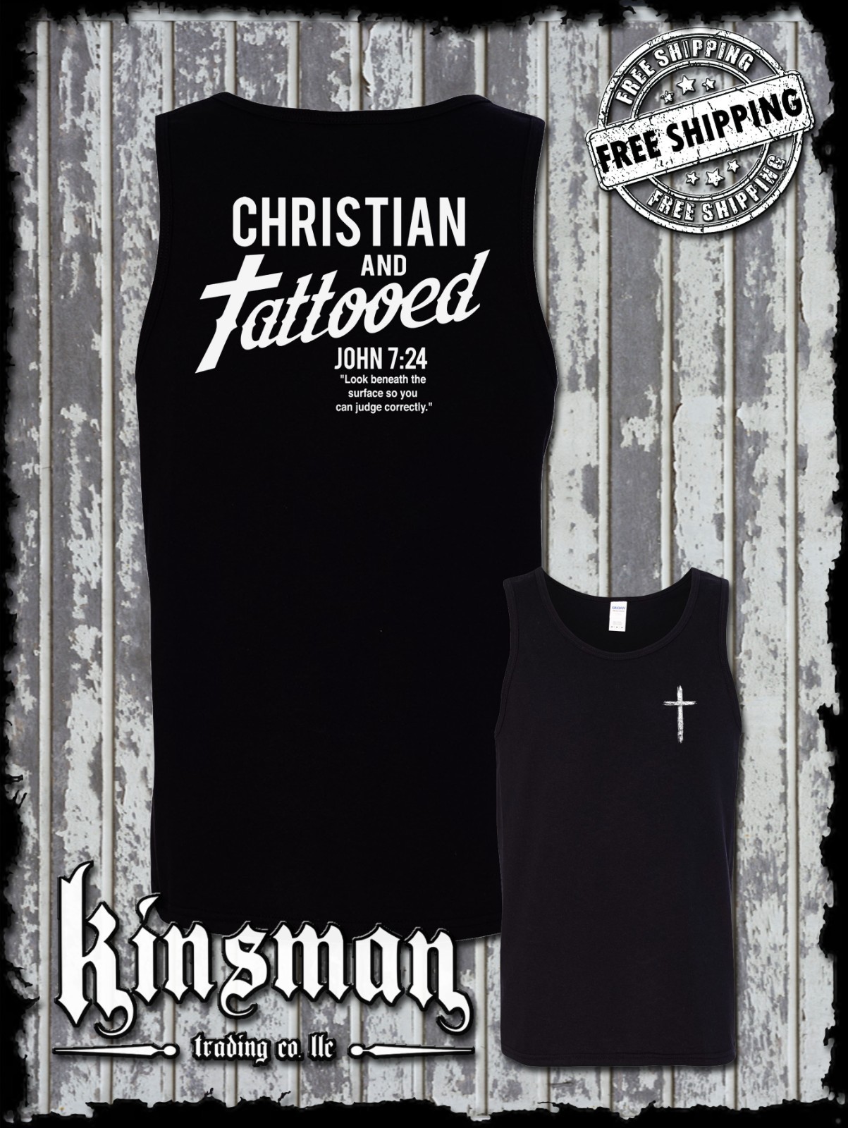 Christian and Tattooed 2-Sided Tank Top Tee Shirt – Religious Jesus Christ God