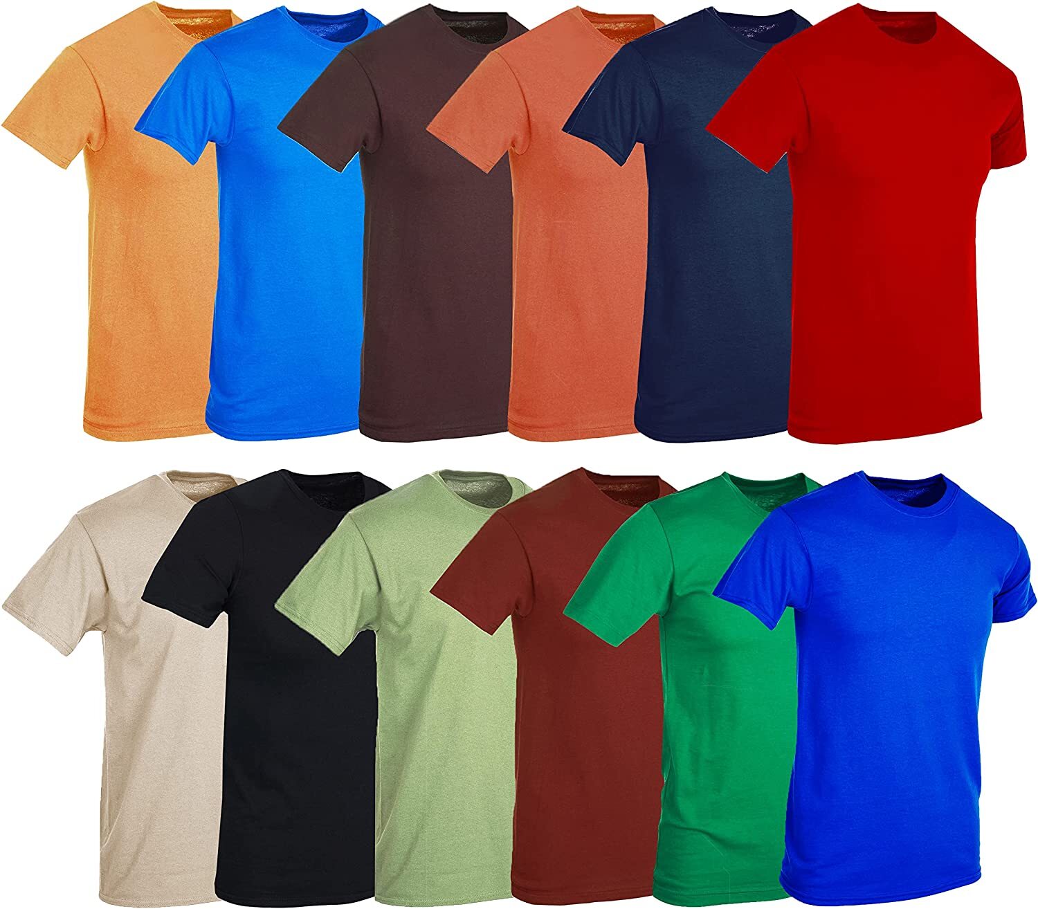 12 Pack SOCKS’NBULK Mens Cotton Crew Neck Short Sleeve T-Shirts Mix Colors