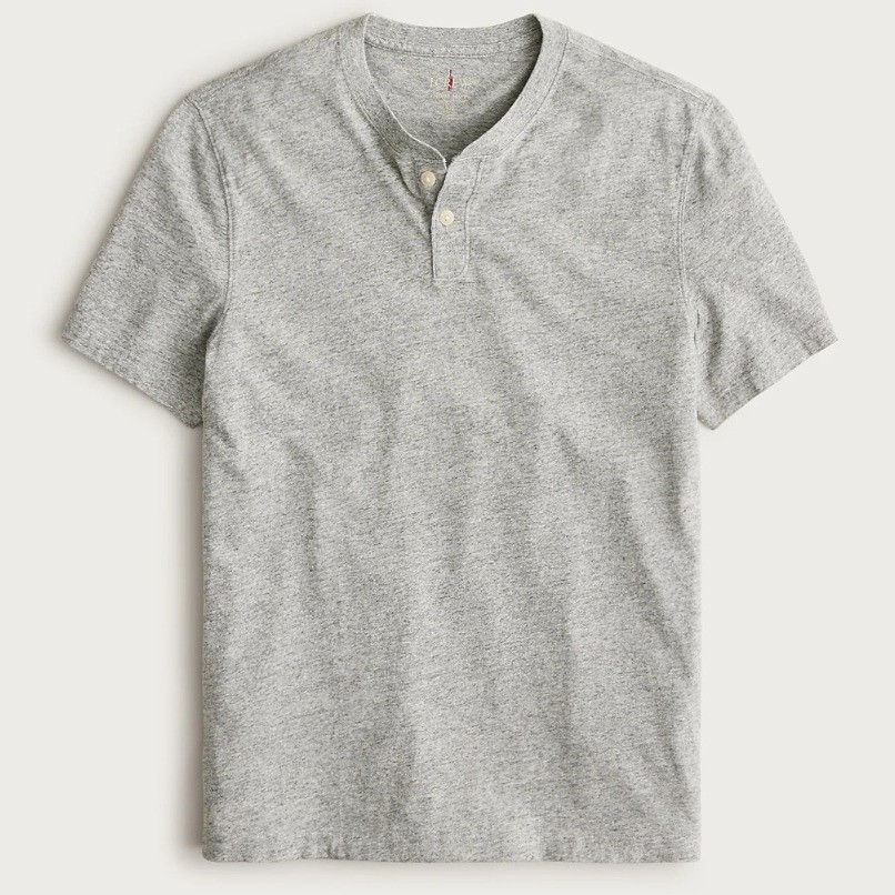 J. Crew Men XL Relaxed Vintage Jersey Henley Shirt Heather Grey NWOT $45