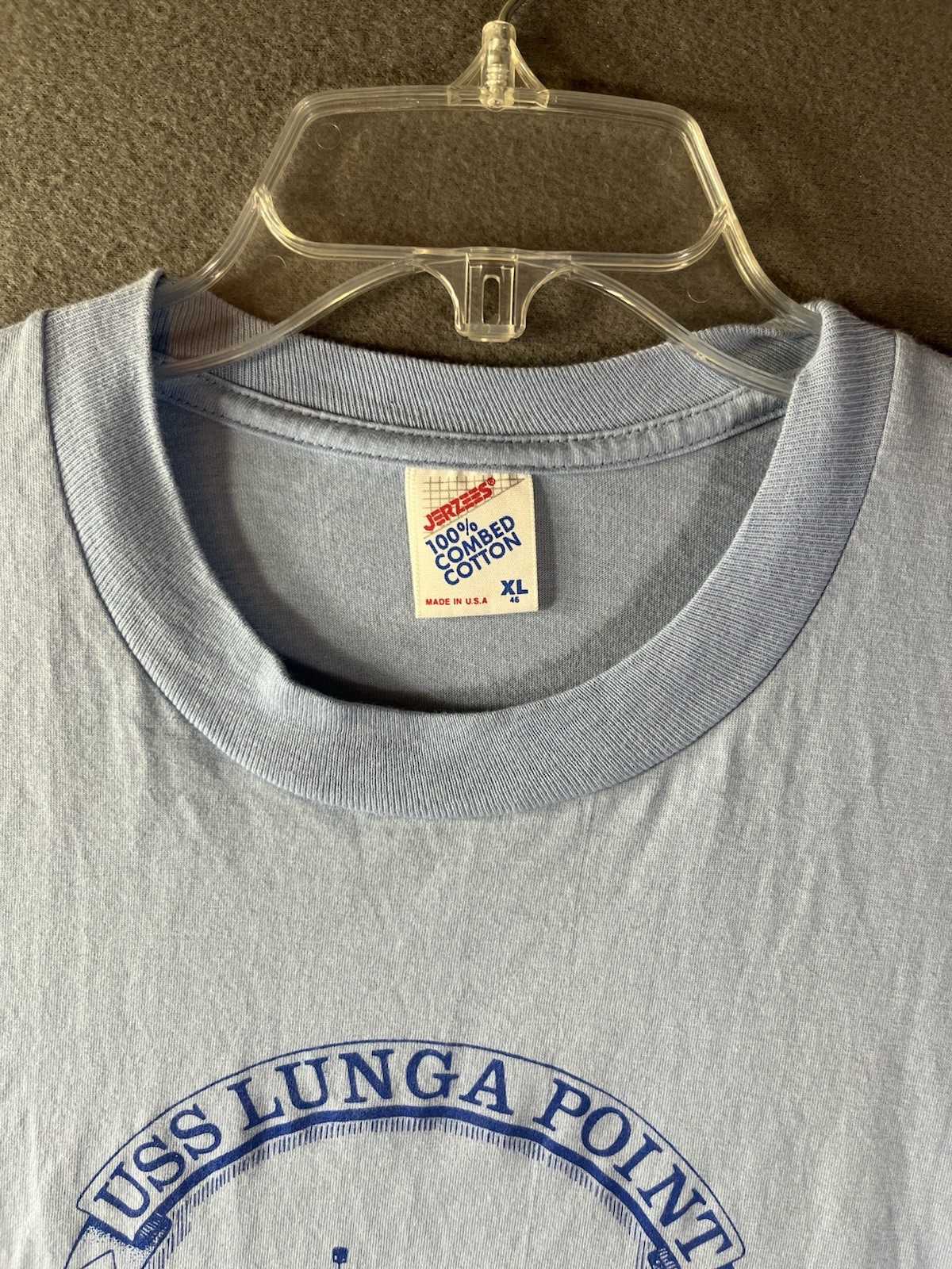 VTG USS Lunga Point Jerzees Combed Cotton USA CVE-94 VC 85-98 Naval Navy WWII