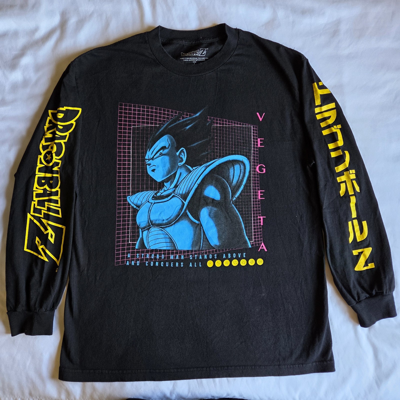 Dragon Ball Z Vegeta Super Saiyan 90’s Anime Black L Long Sleeve Graphic T-Shirt