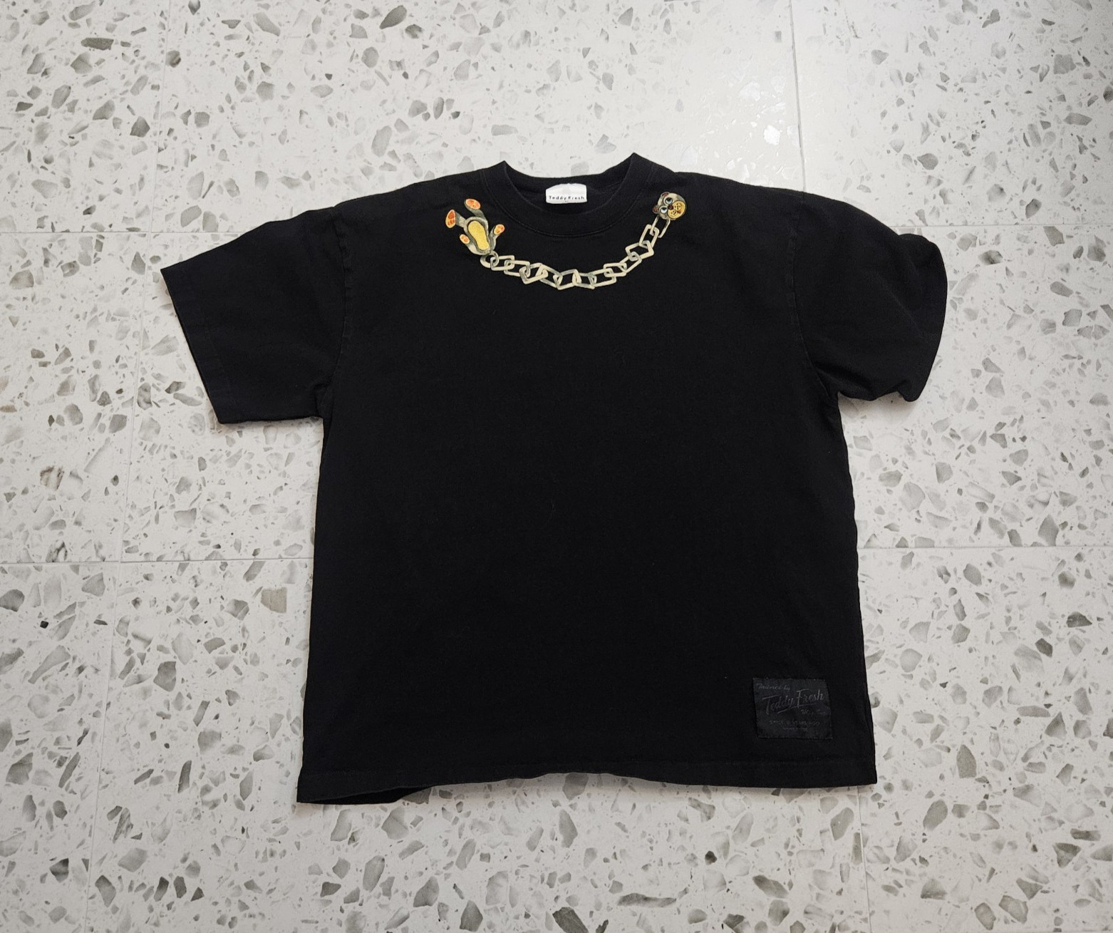 Teddy Fresh Embroidered Gold Chain Black T-Shirt Mens M