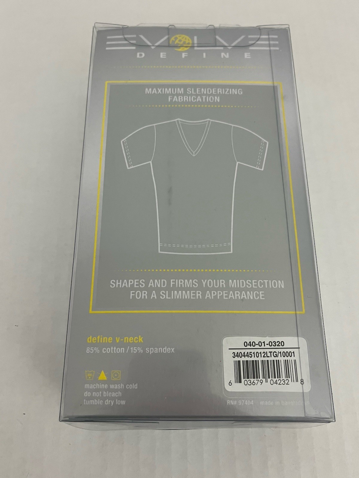 Evolve Define Shapewear V-Neck Tee T-shirt Men’s L 42-44 White NEW