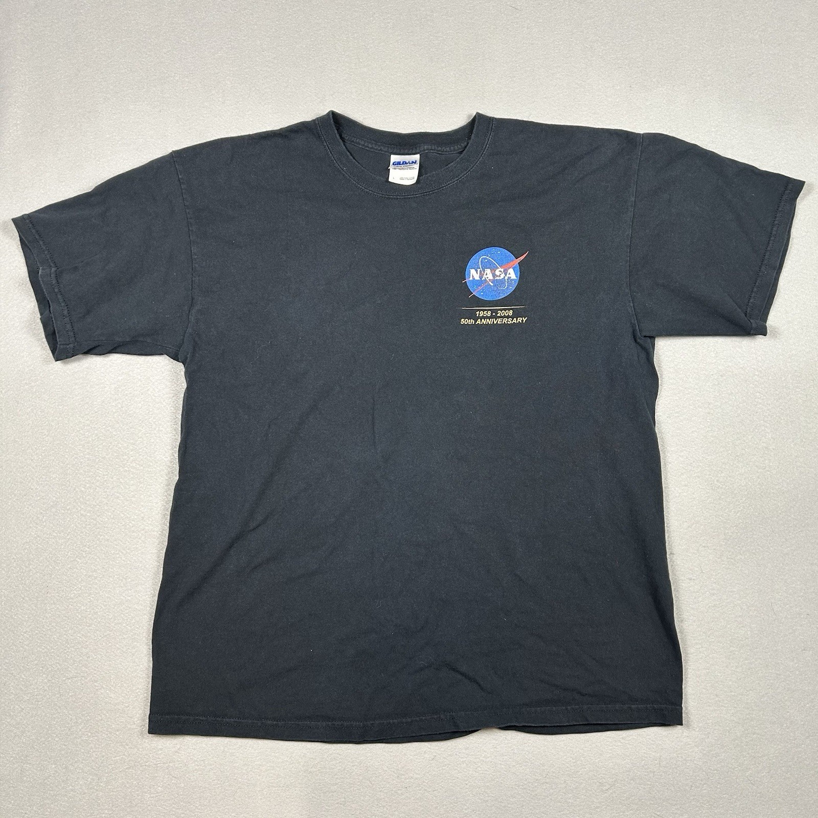 NASA Shirt Gildan Mens Large Black 50th Anniversary Graphic 1958-2008
