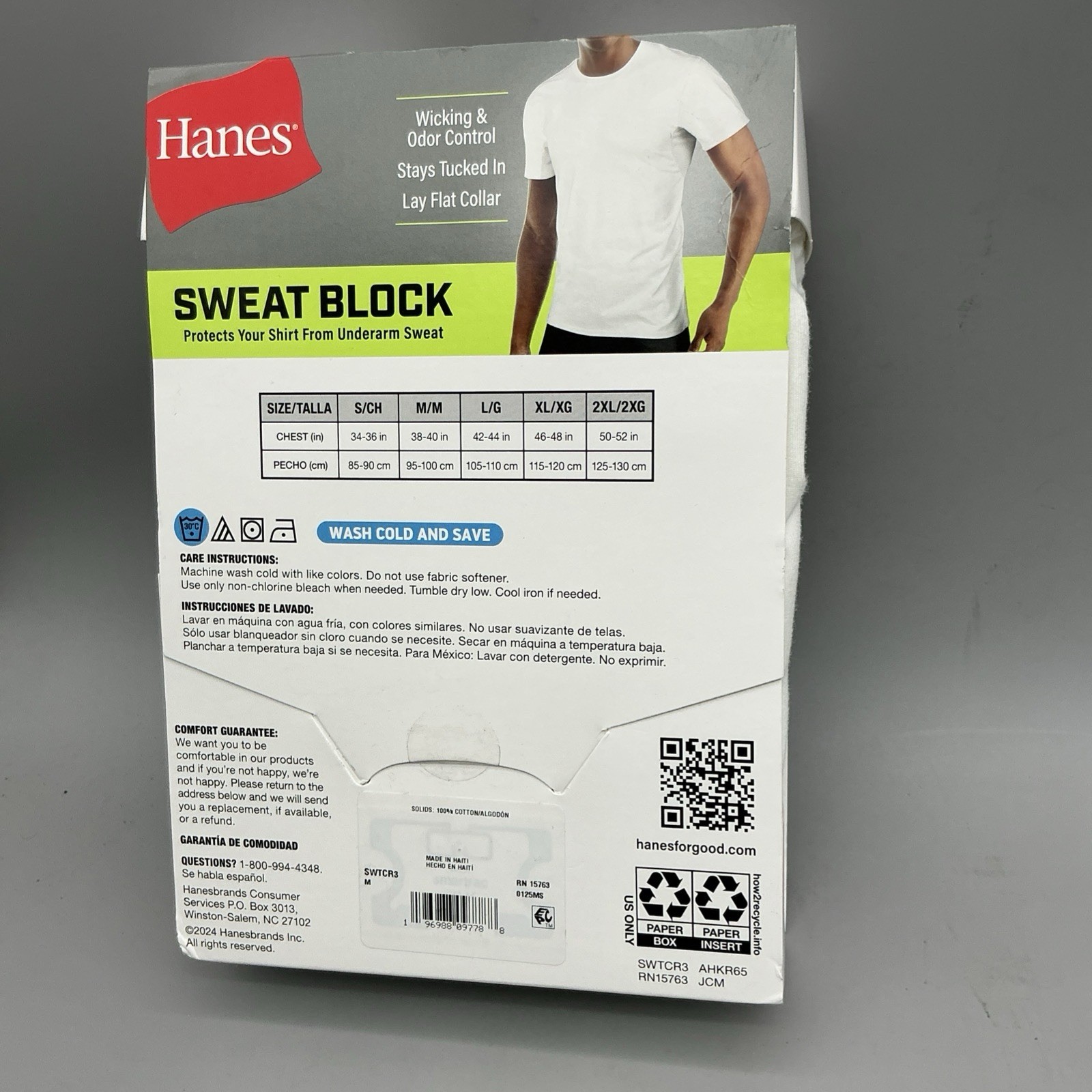 Hanes Mens Short Sleeve White T-Shirts 3 Pack Sweat Block Size Medium New
