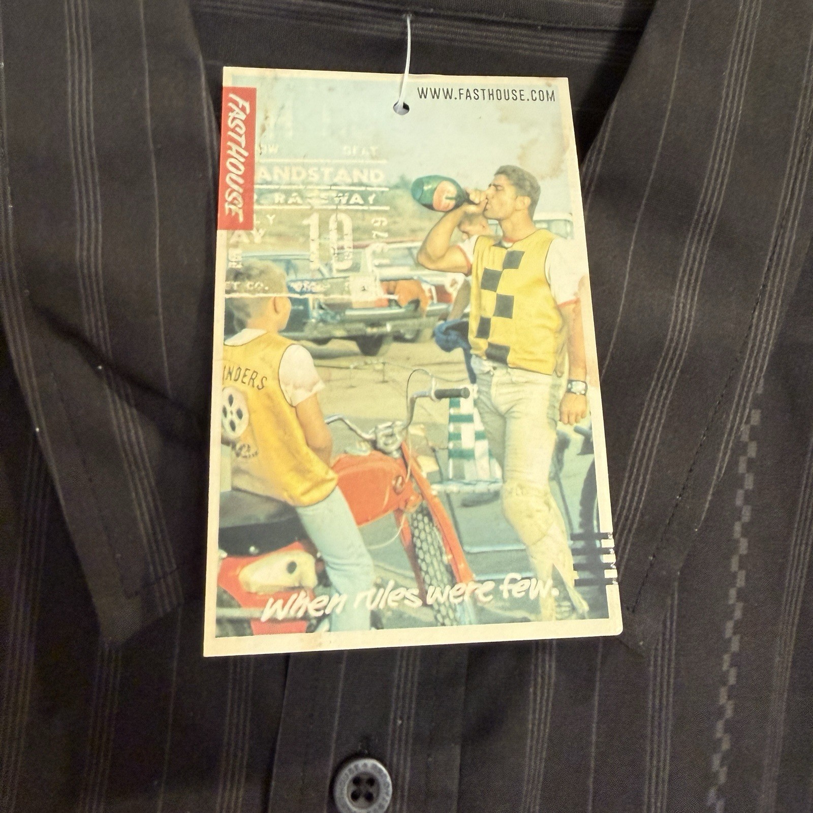FASTHOUSE MENS LARGE SMS GALLERY SS BUTTON-UP SHIRT VINTAGE BLACK