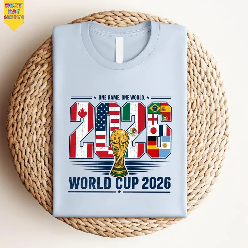 World Cup 2026 Trophy Graphic T-Shirt USA Canada Mexico Soccer Fan Tee