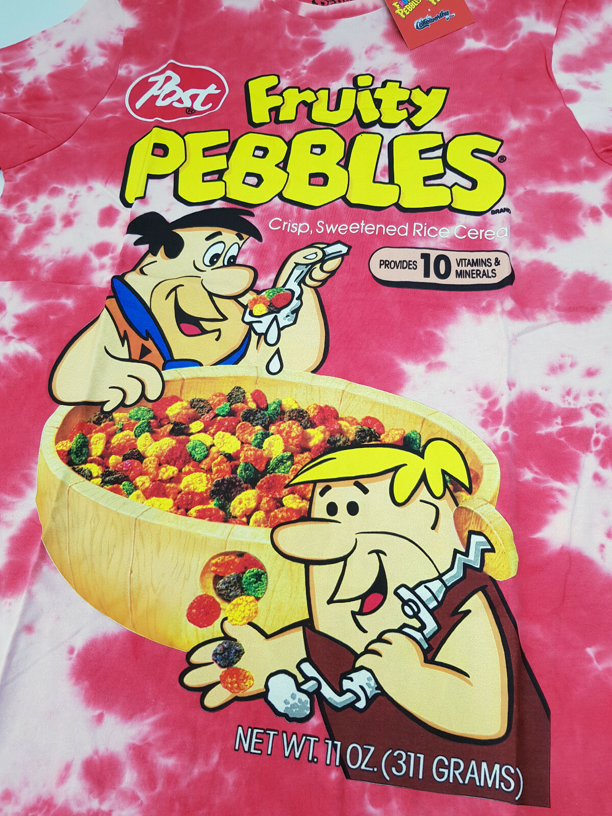 Cakeworthy x Fruity Pebbles Cereal Tie-Dye Short Sleeve T-Shirt Top Flintstones