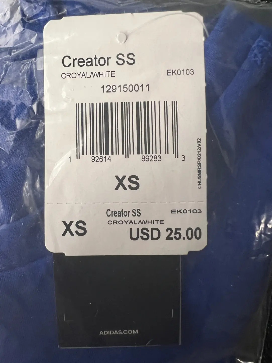 Adidas Creator SS Royal Blue White T-Shirt Size XS New With Tags