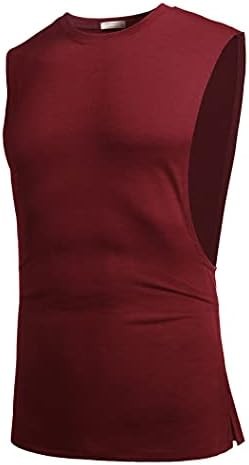 Top Men’s Size M Wine Red(1pcs) Crew Neck Pull On Regular Fit Tank Bodybuilding