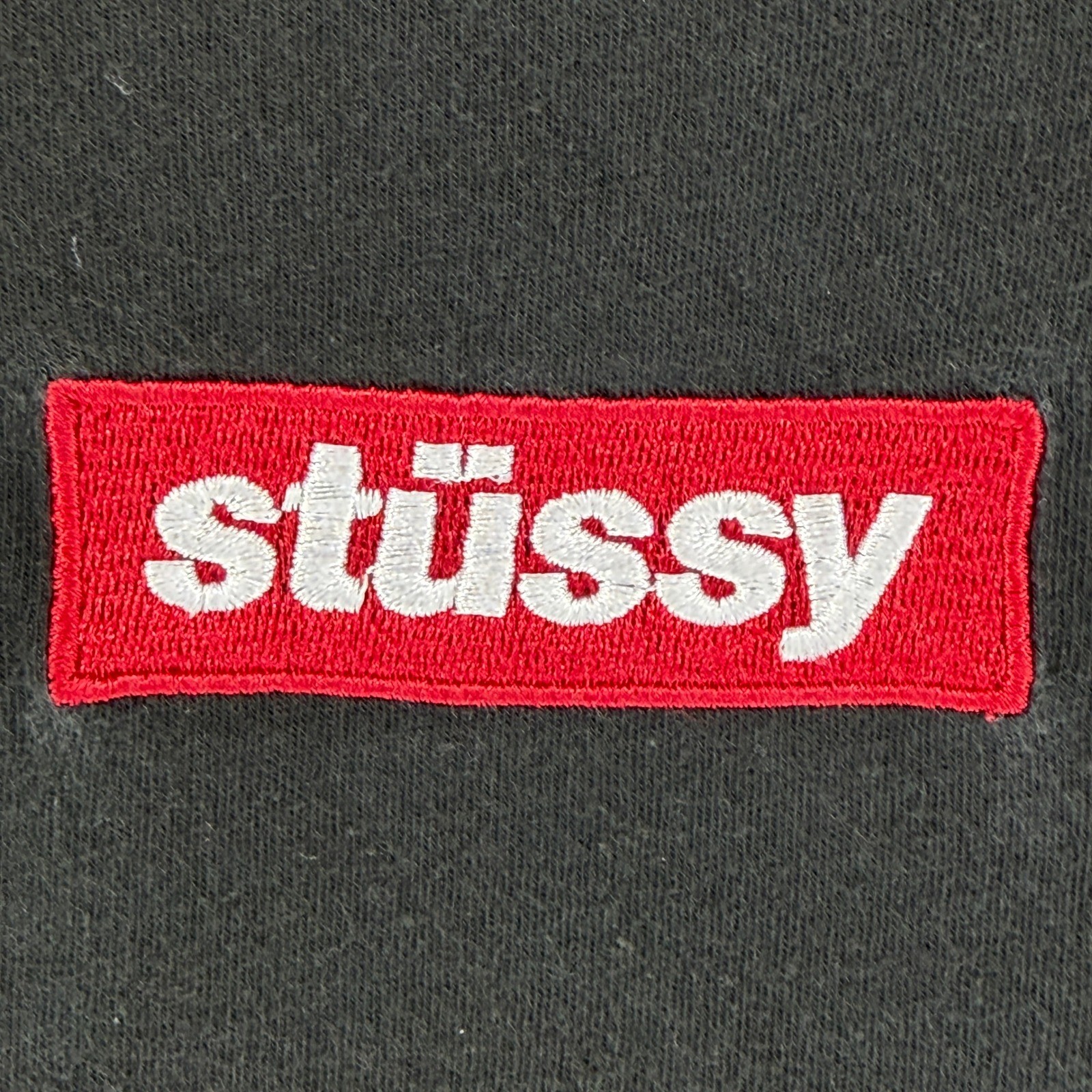 Stussy Mens Black Embroidered Red Box Logo Cotton Short Sleeve T-Shirt Size S