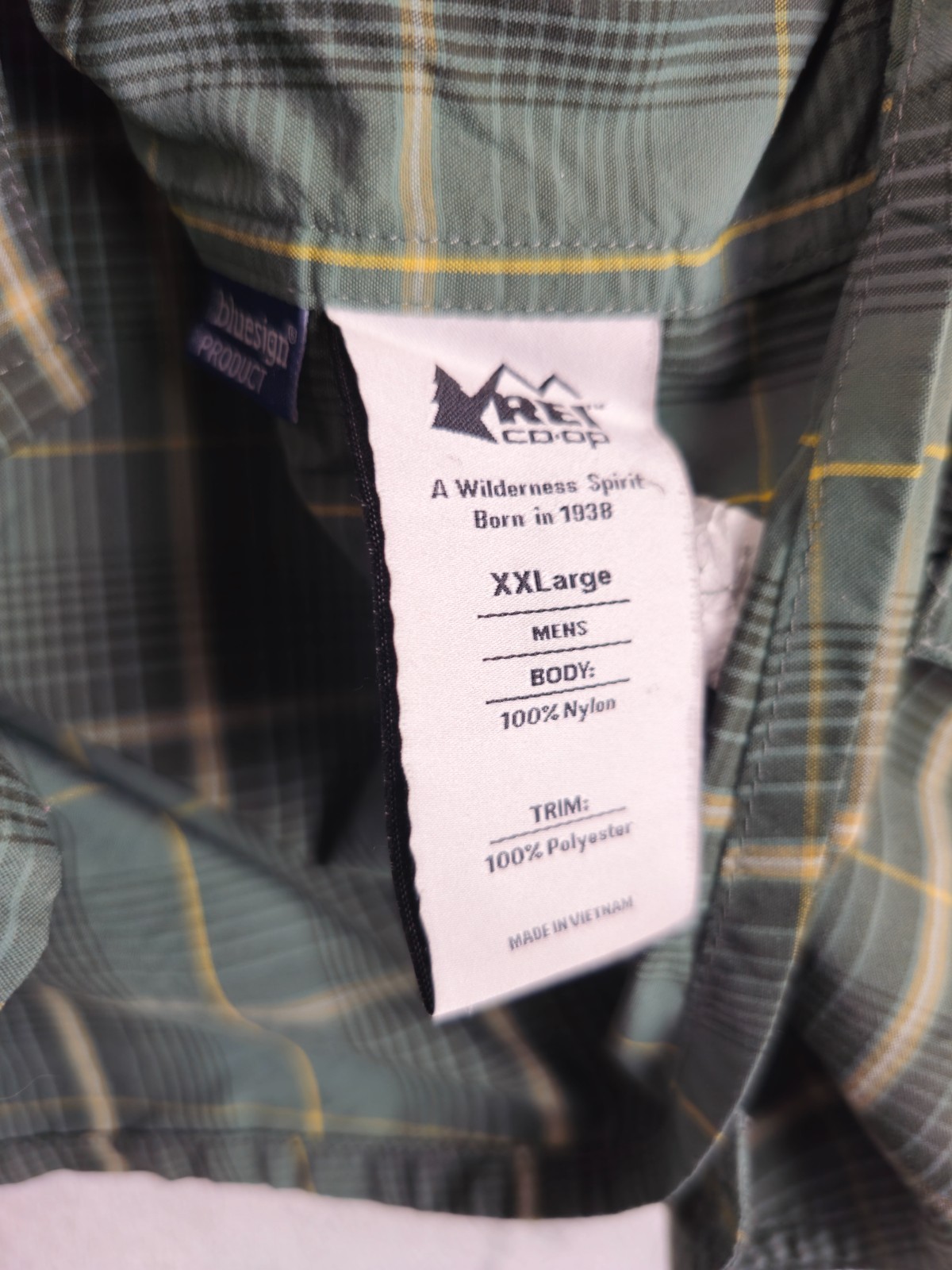 REI Co-Op Mens Sahara Shirt XXL Green Plaid Long Sleeve Button Up Outdoor Hiking