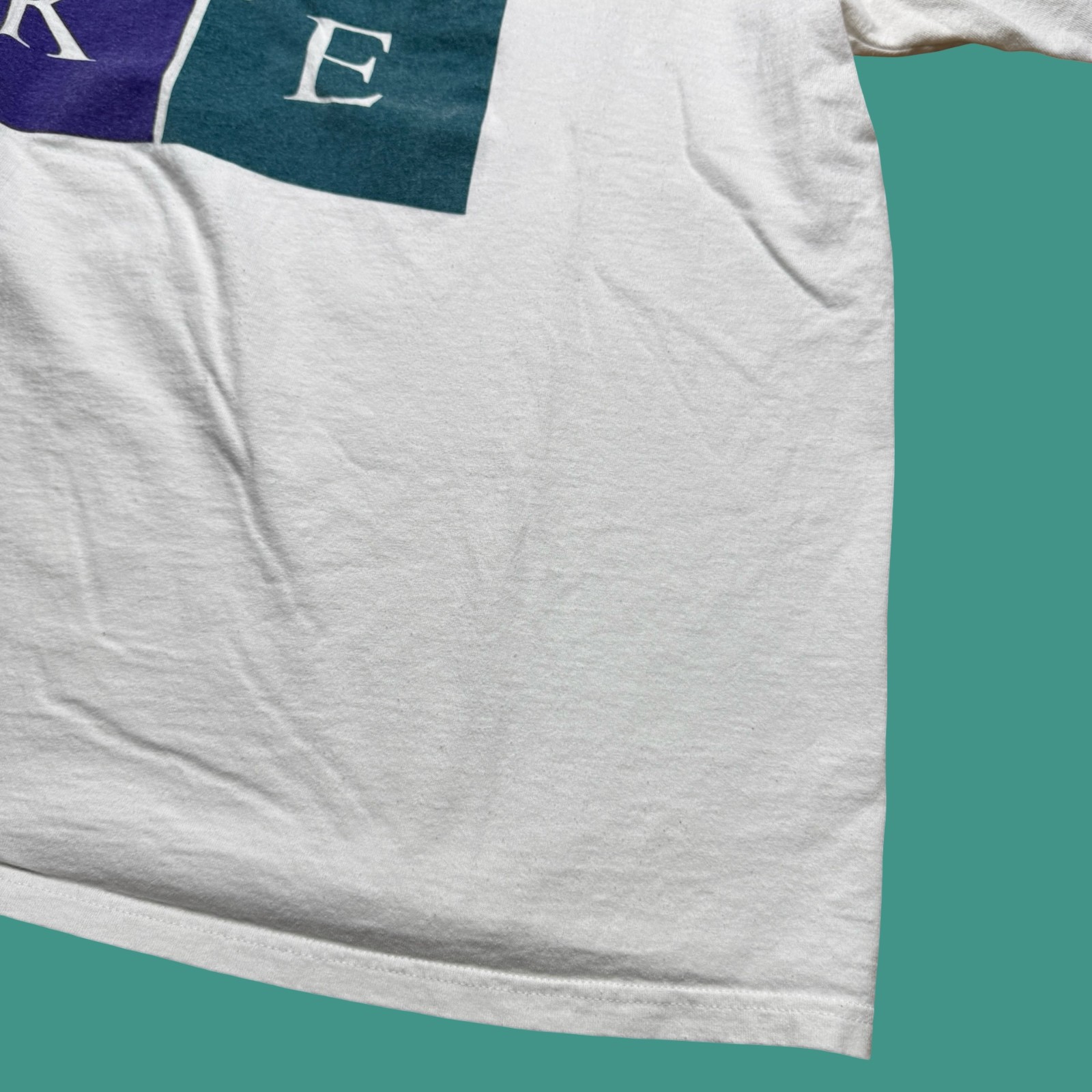 Vintage Nike T Shirt XL White Block Logo Graphic USA 90s Y2K Athletic Streetwear