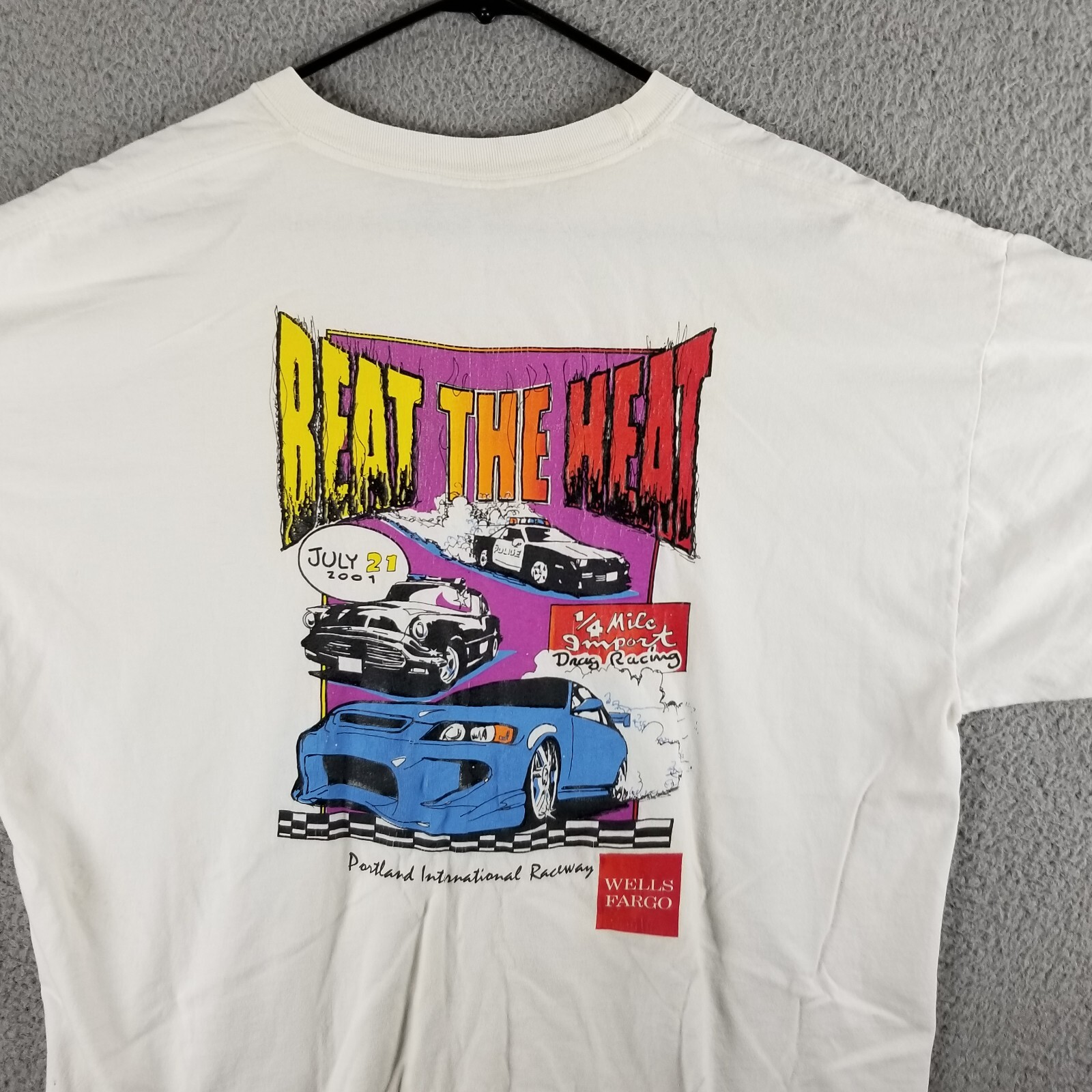 Vintage Police Drag Racing T Shirt XL Hot Rods Street Cars 2001 Beat the Heat OR