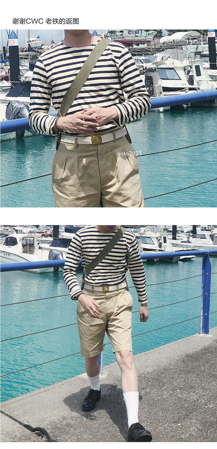 Bronson Mens Breton Striped Long Sleeve Shirt Causal French Sailor Naval T-Shirt