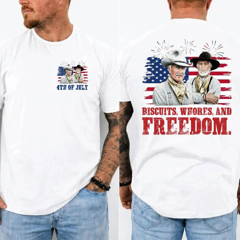 Western Movie Fan Shirt Cowboy Funny Country 4th July Patriotic Tee