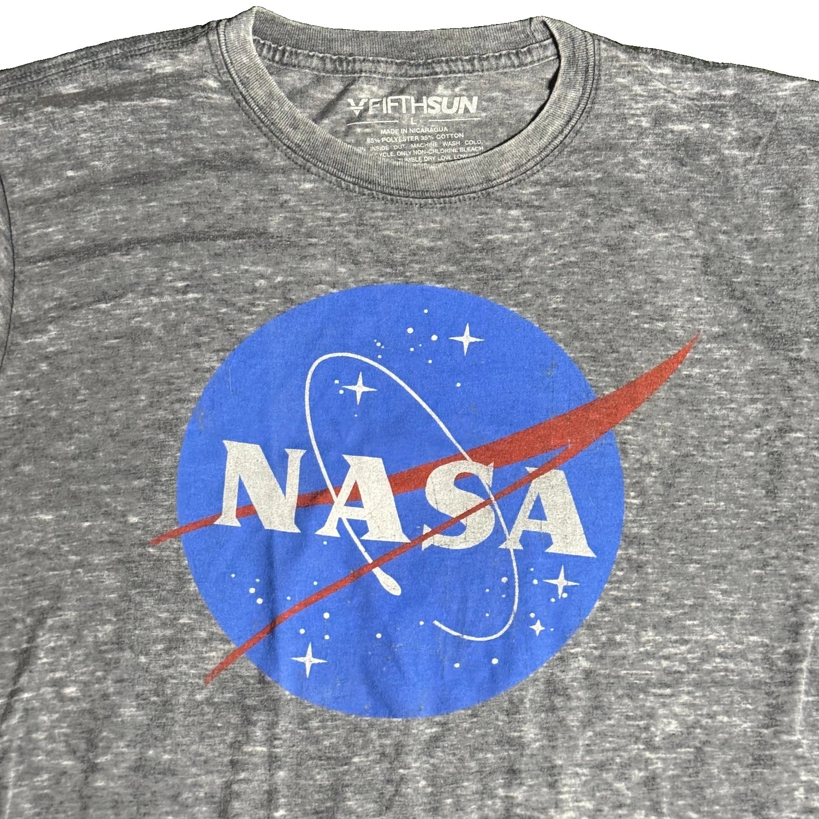 Fifth Sun NASA Meatball Logo T-Shirt Mens L Large Heather Grey Graphic Tee EUC