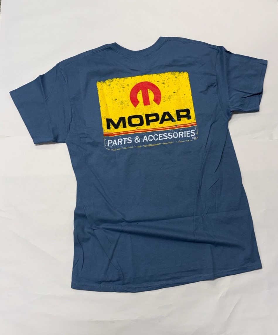 MOPAR VINTAGE SIGN LOGO PARTS & ACCESSORIES – INDIGO Blue T-Shirt (Licensed)