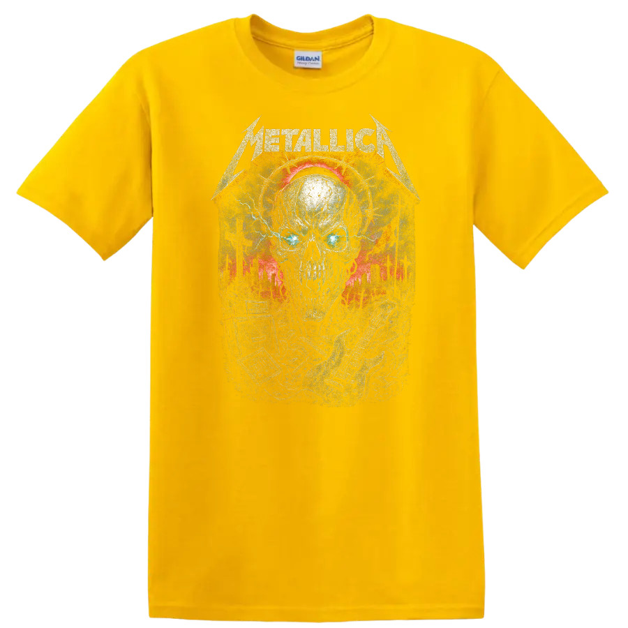 Skull Lightning Retro Rock Heavy Metal Album Cover T Shirt w/ Tee