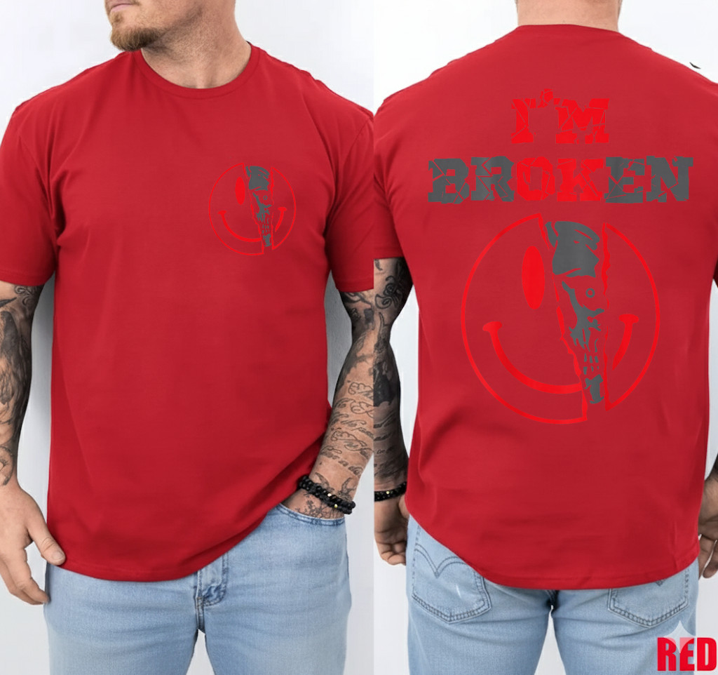 Confused Smile I’m Broken Invisible Illness I’m OK Broken 2 Sides T-Shirt