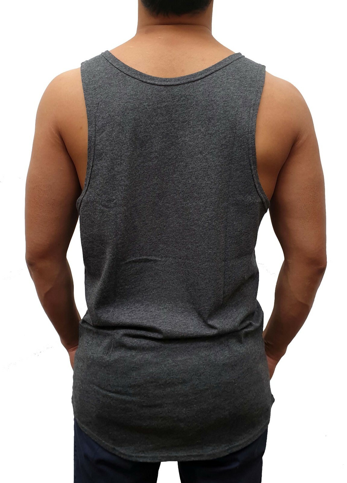 MENS SINGLET MUSCLE TANK TOP CURVE HEM BODYBUILDING GYM LIFTING CASUAL PLAIN