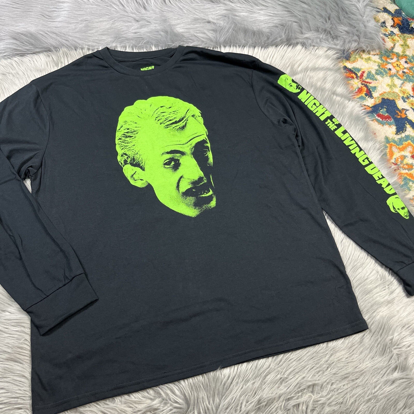Night Of The Living Dead Coming To Get You Barbara Long Sleeve Black Green XL