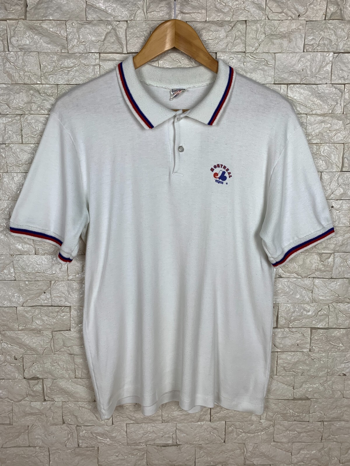 Vintage 90s Montreal Expos Official Product Basic Polo T-Shirt Men sz M White