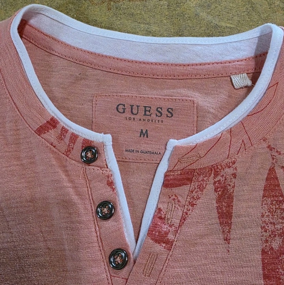 Shirt Men’s Guess Anthony Slit Medium Peach Coral