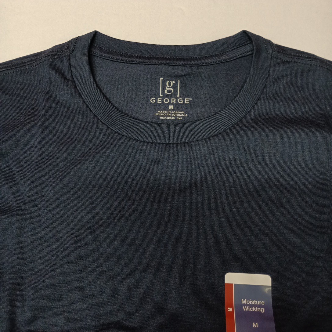 George Men’s T-Shirt Short Sleeve Size M Medium Navy Blue Moisture Wicking