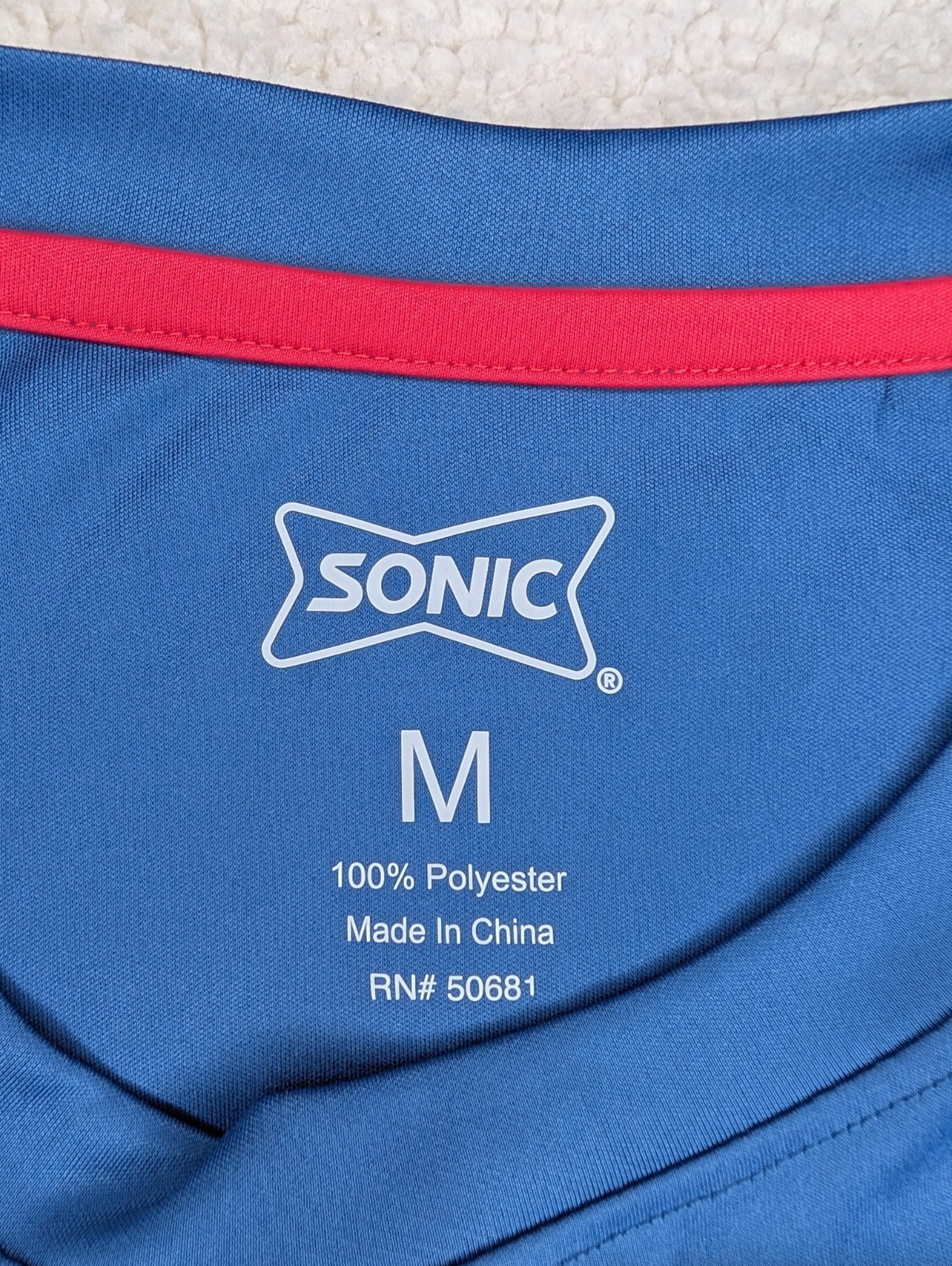 SONIC DRIVE-IN Short Sleeve Uniform Employee Shirt M Cherry Logo Blue