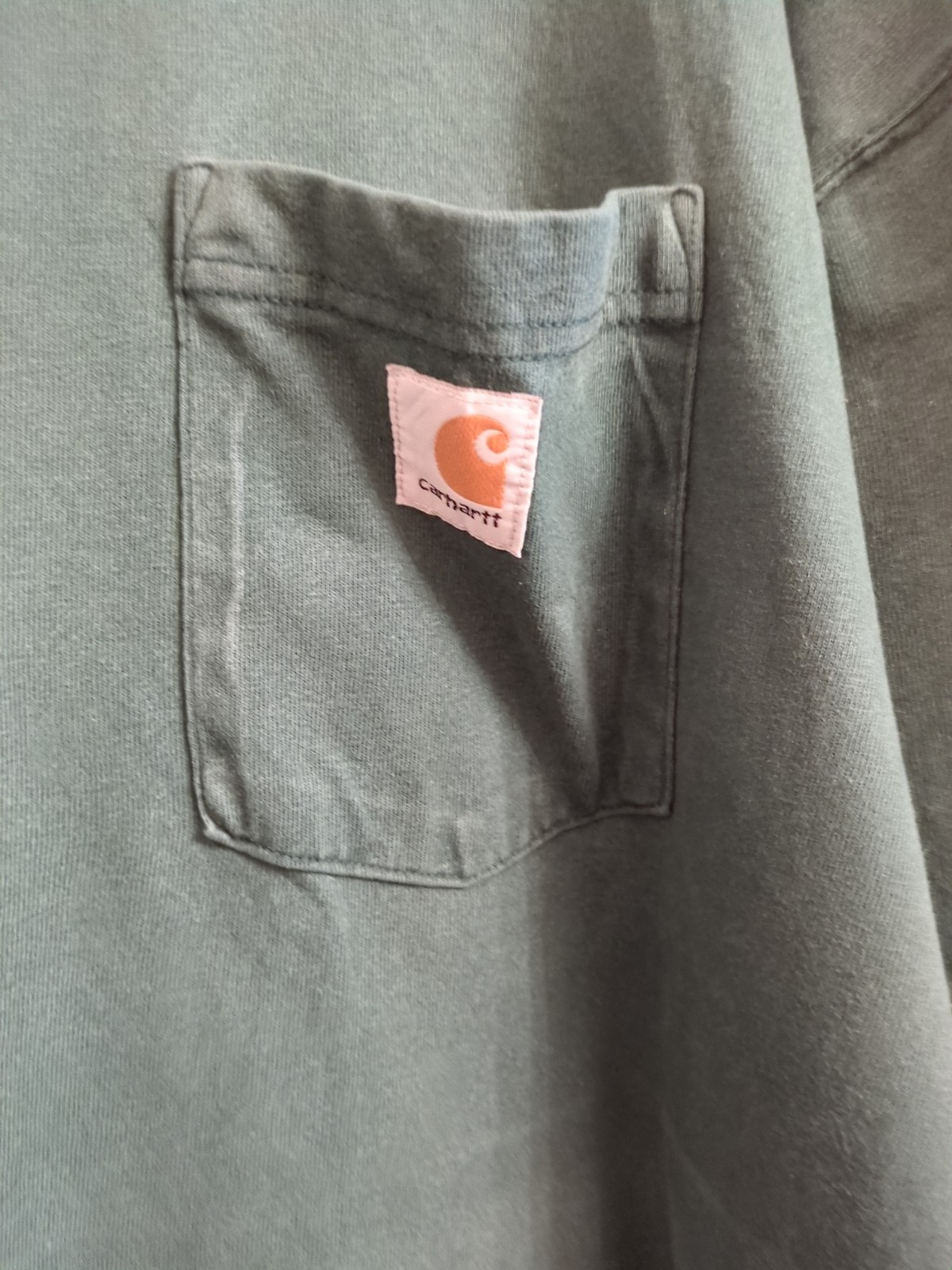 Carhartt Pocket T Shirt Distressed Green Size 2XL Cotton Fade