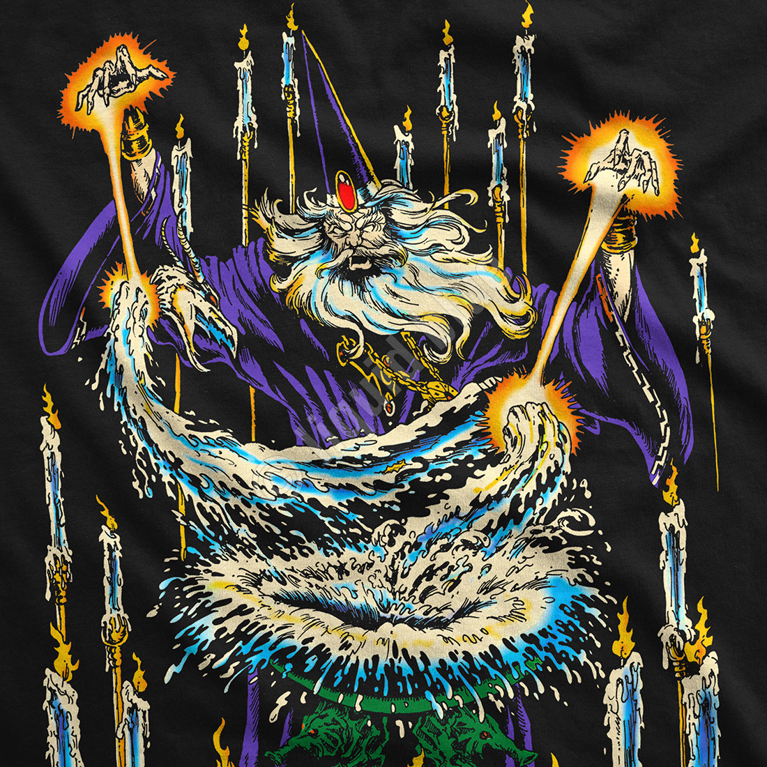 WIZARD-Big Print 2 SD T-SHIRT S,M,L,XL,XXL LIQUID BLUE Merlin,Potter,Necromancer