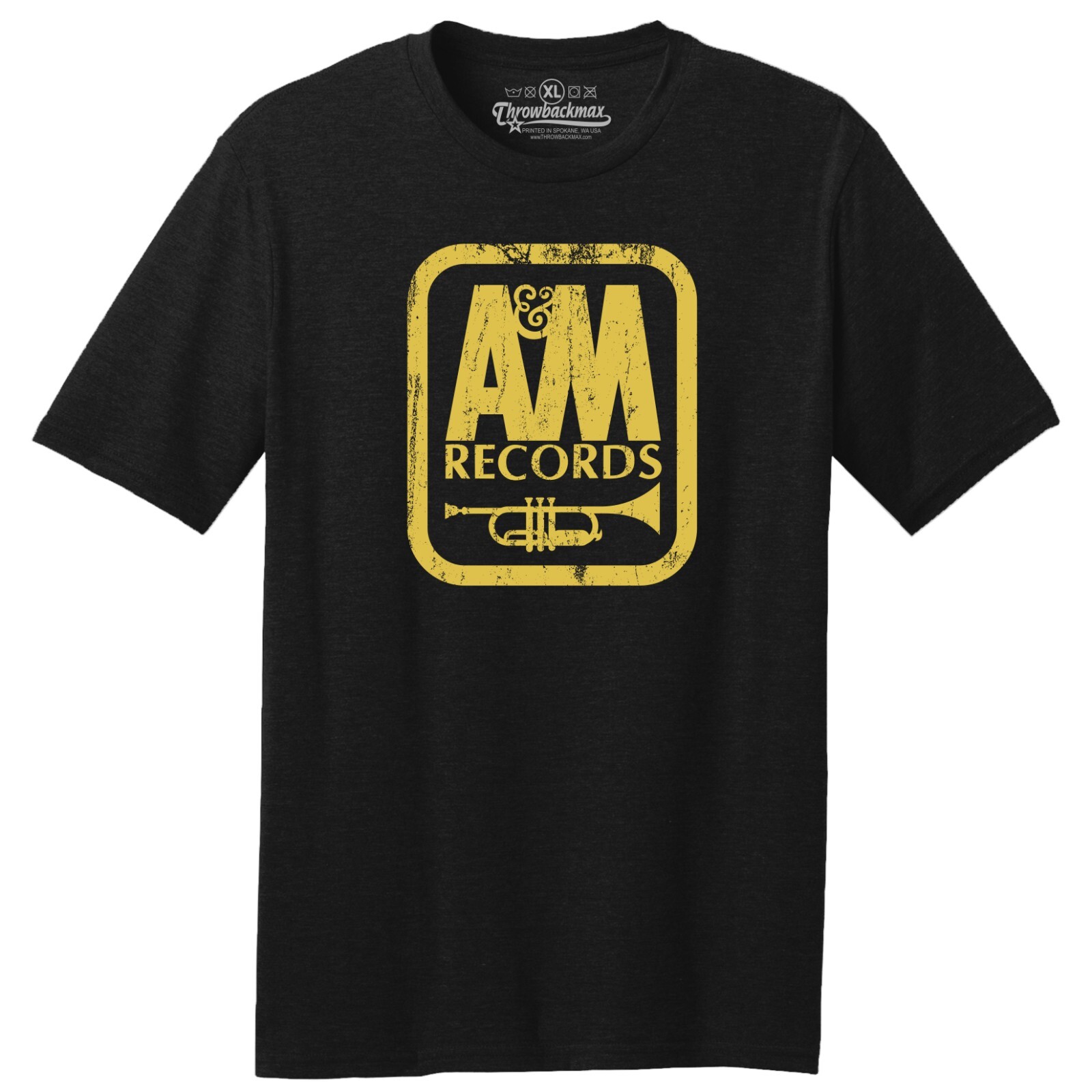 Throwbackmax A&M Record Label Classic Cut, Premium Tri-Blend Black T-Shirt
