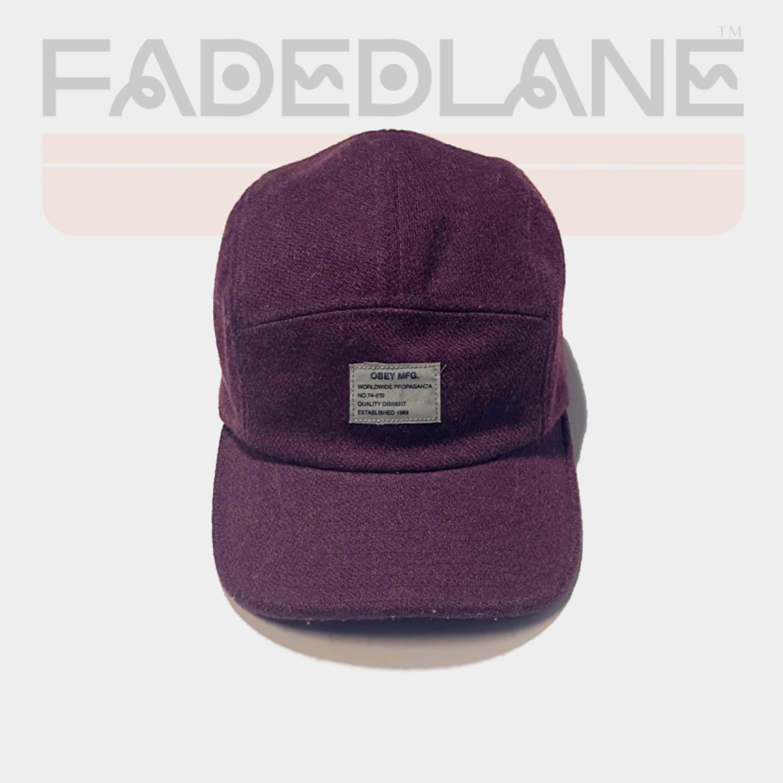 Obey Maroon Wool Blend 5 Panel Cap, One Size Fits All
