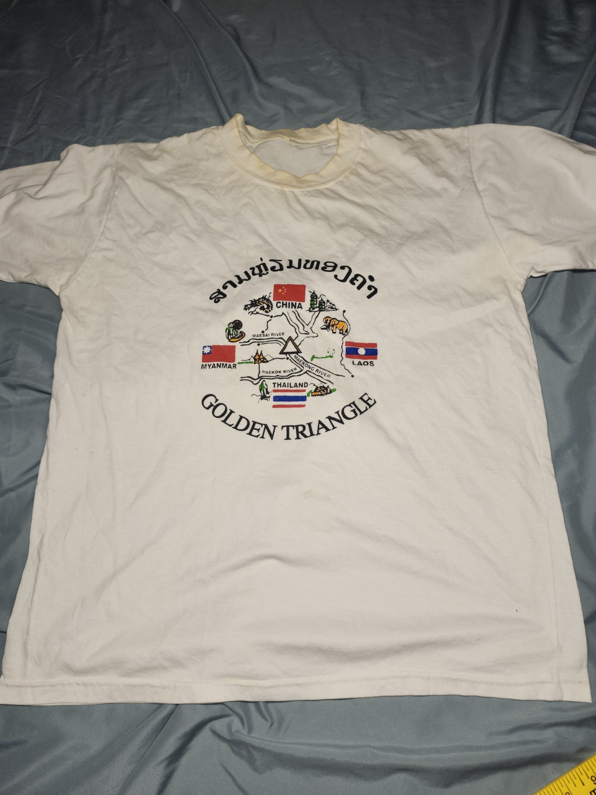 Vintage Golden Triangle T Shirt China Thailand Drug Trade Trafficking Size XL
