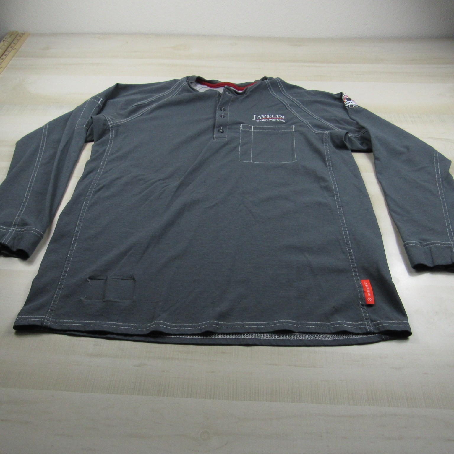 Bulwark Shirt Mens Large Gray Henley FR Fire Resistant IQ Westex Pocket Cat 2 A4