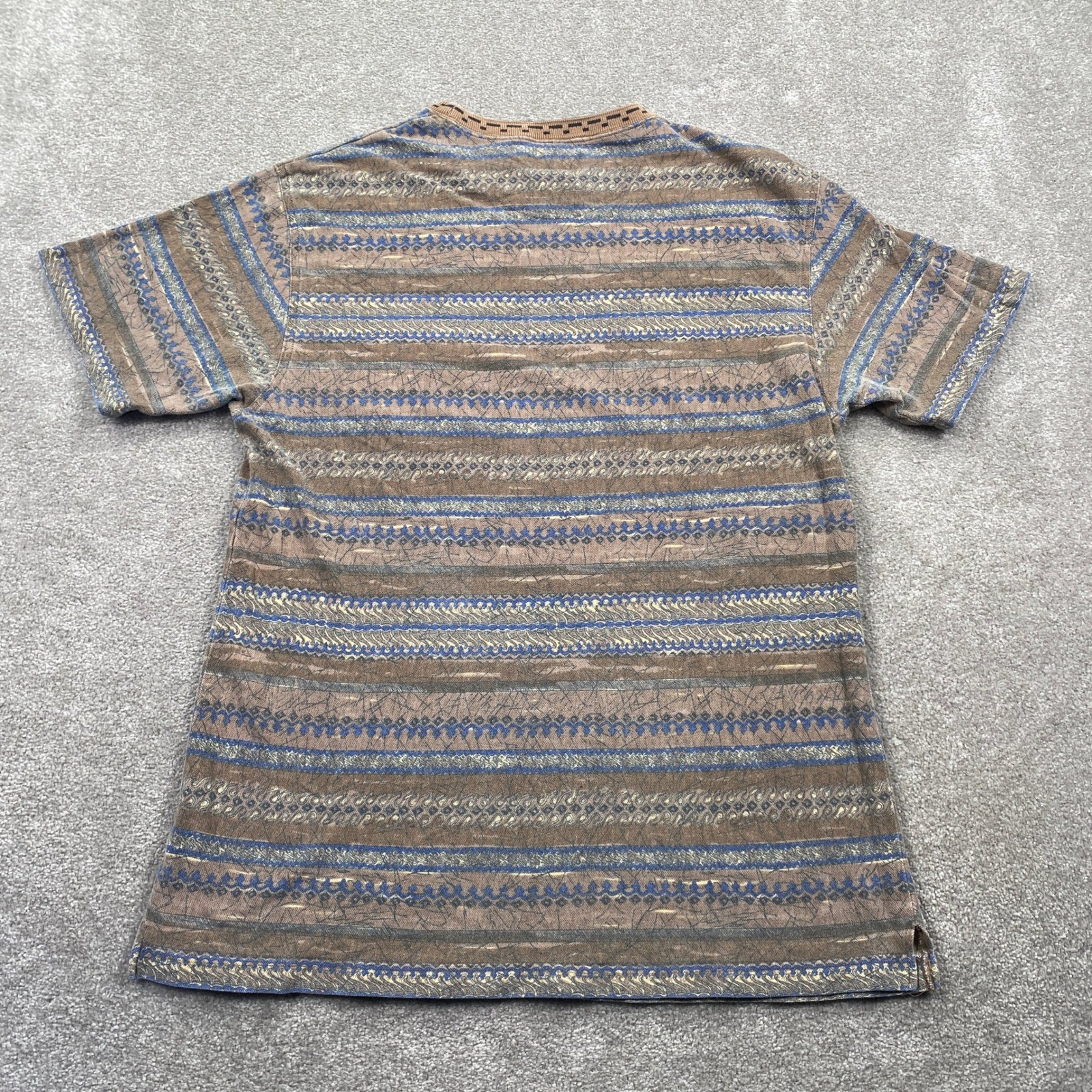 VTG Arizona Company Mens T Shirt L G Geometric Pattern Pocket Tee Brown Blue