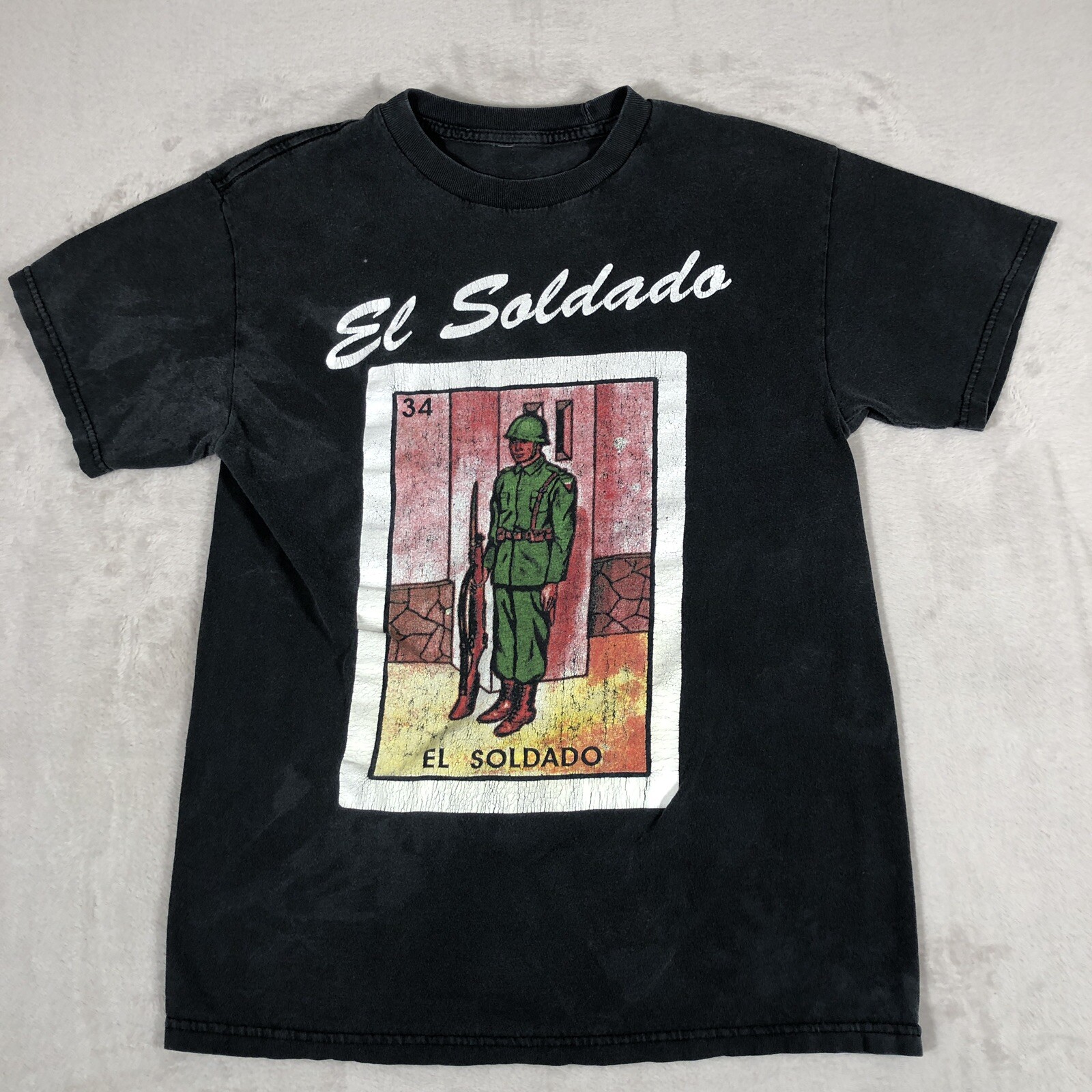 El Saldado Shirt Mens Small Black Army Military Outdoors Casual Crew Neck U16