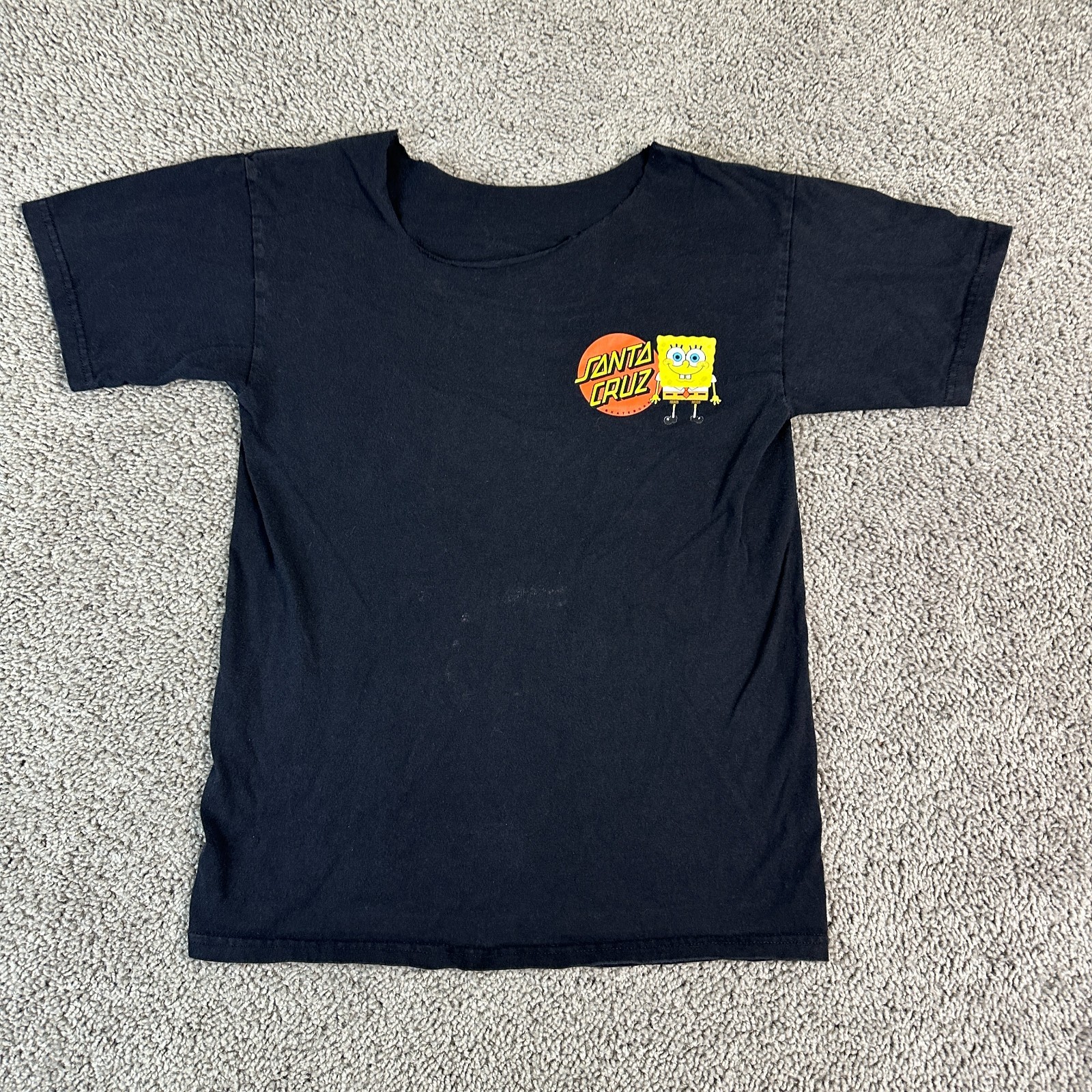 Santa Cruz Skateboards Shirt Mens Small Black Spongebob Patrick Skater READ