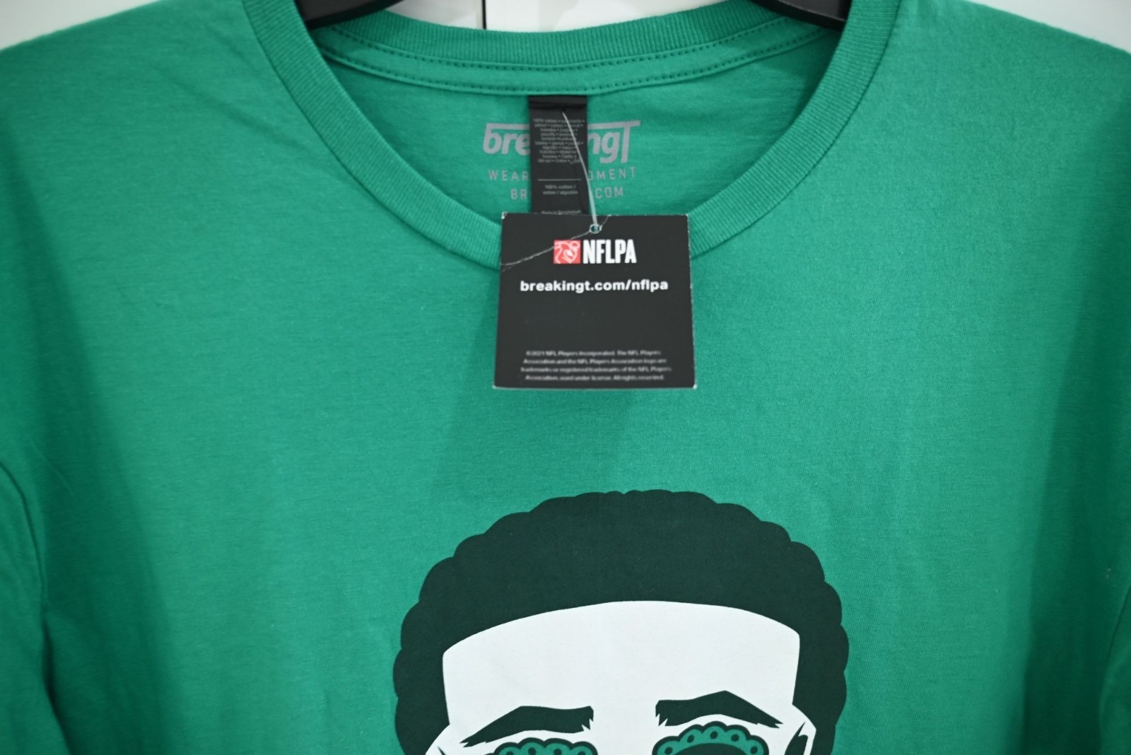 NEW Breaking T Men’s Darius Slay Sugar Skull SS T-Shirt Green Sz L NFLPA Footbal