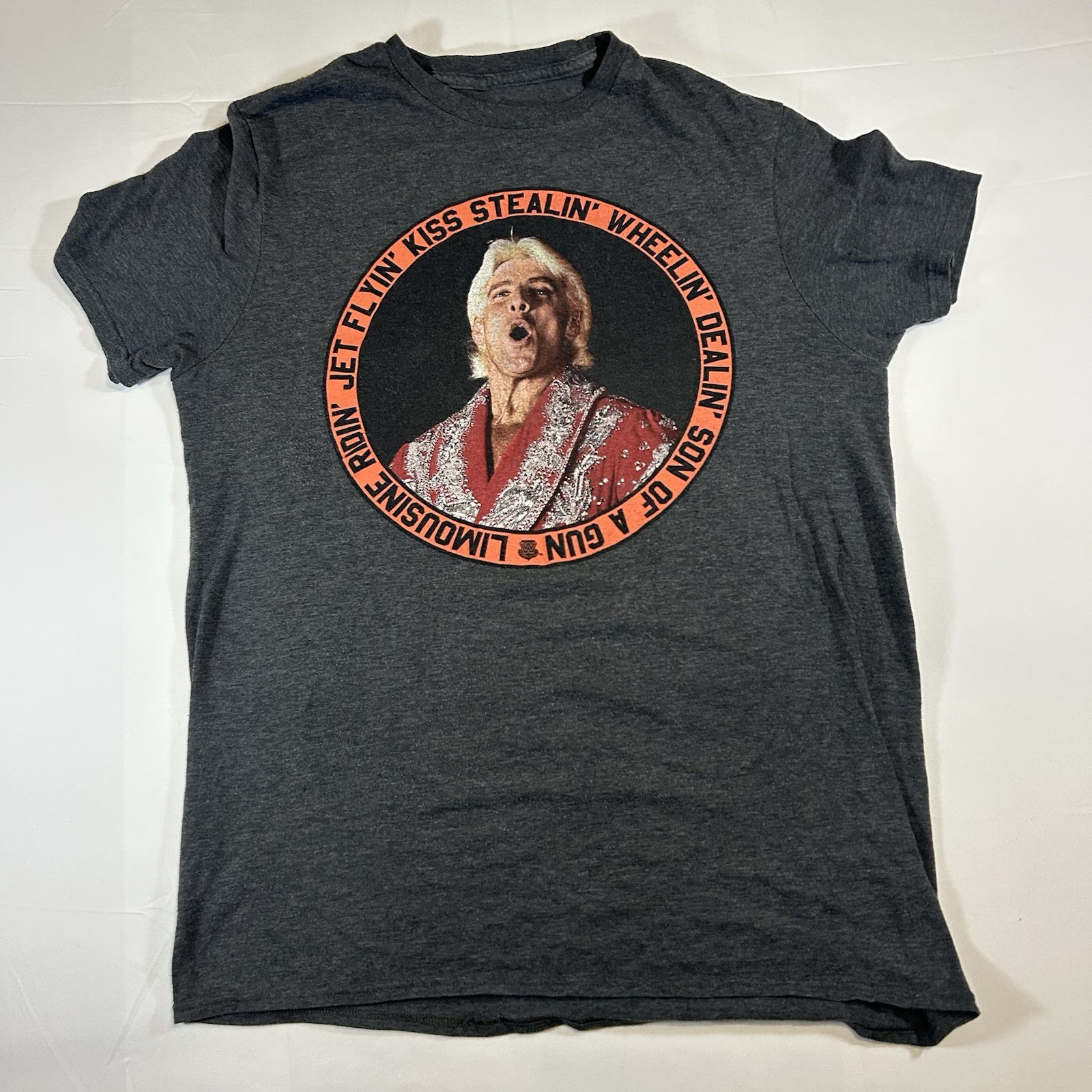 WWE Official Wrestling Champion Ric Flair Son Of A Gun Grey T-Shirt Size Medium
