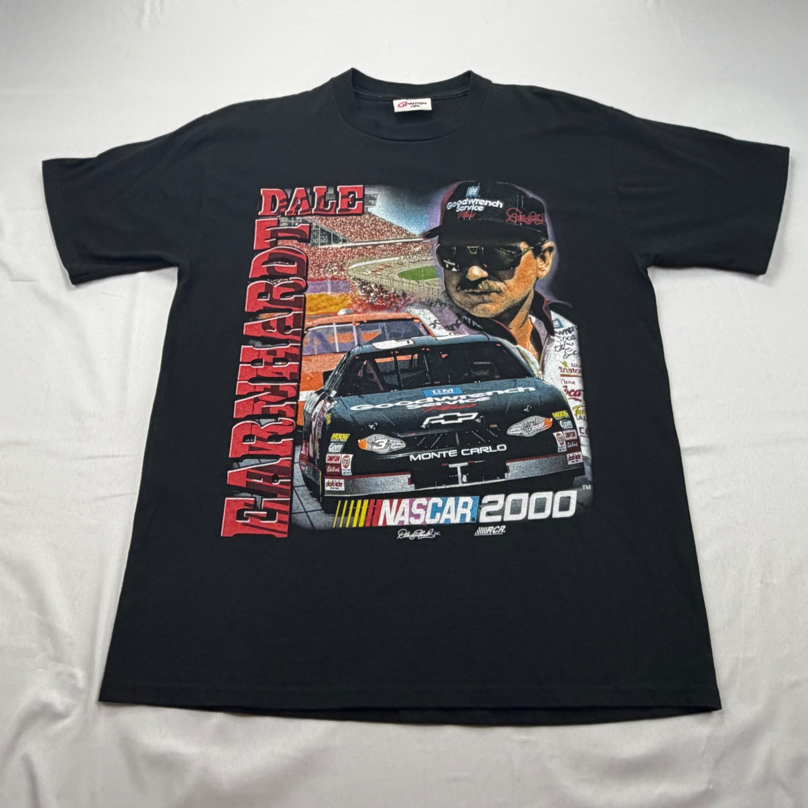 Competitors View Dale Earnhardt T-Shirt Mens L Black NASCAR 2000 Winston Cup Tee