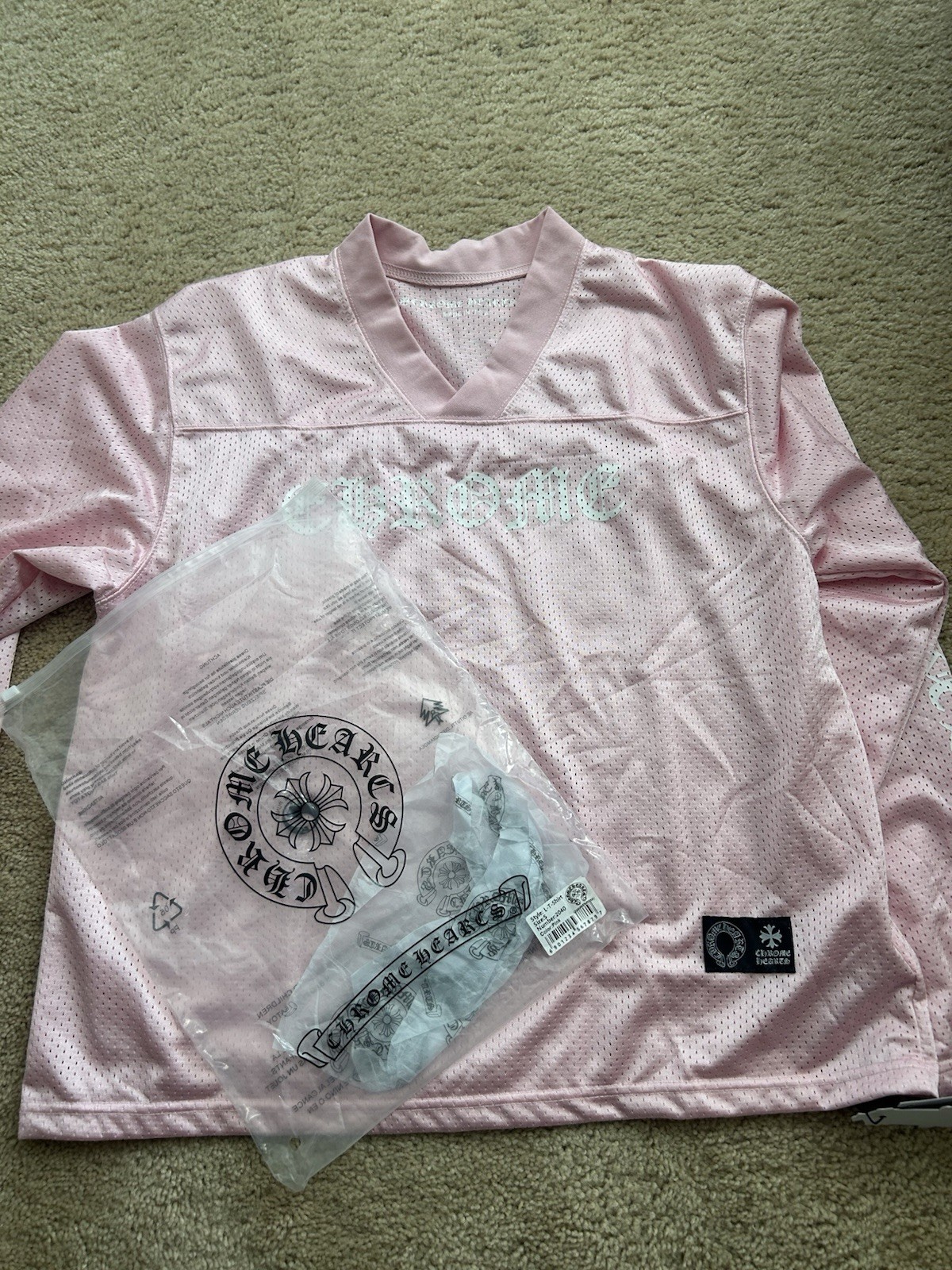 Pink Chrome Hearts Warm Up Jersey Size S