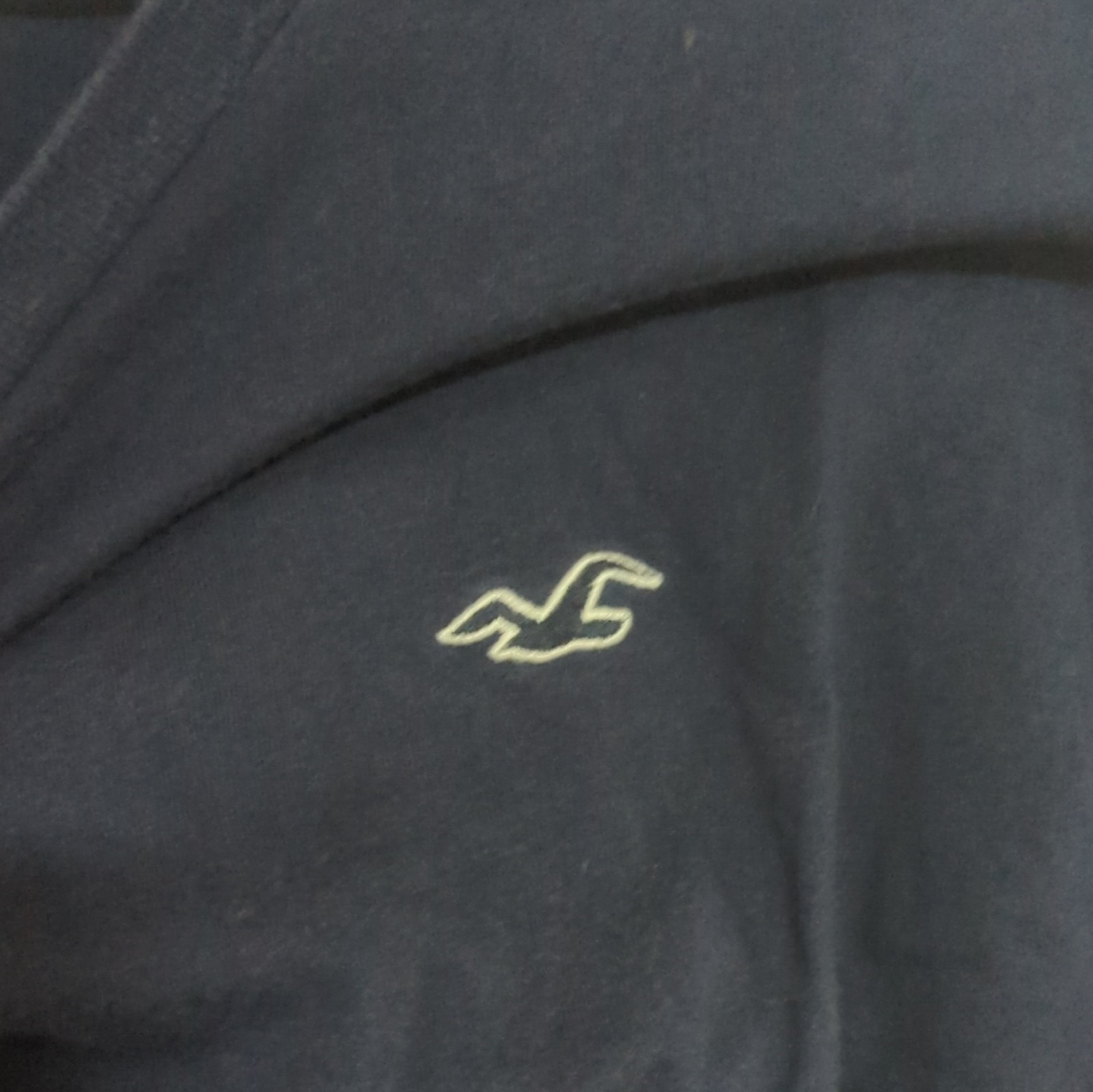 Hollister Navy Solid Cotton Knit Crew Neck Short Sleeve Logo Seagull Tee Mens L