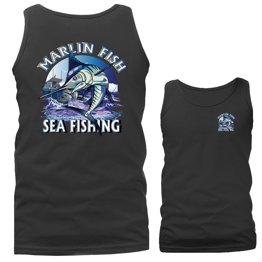 Marlin Fish Sea Fishing Boat Outdoor Sports Tank Top