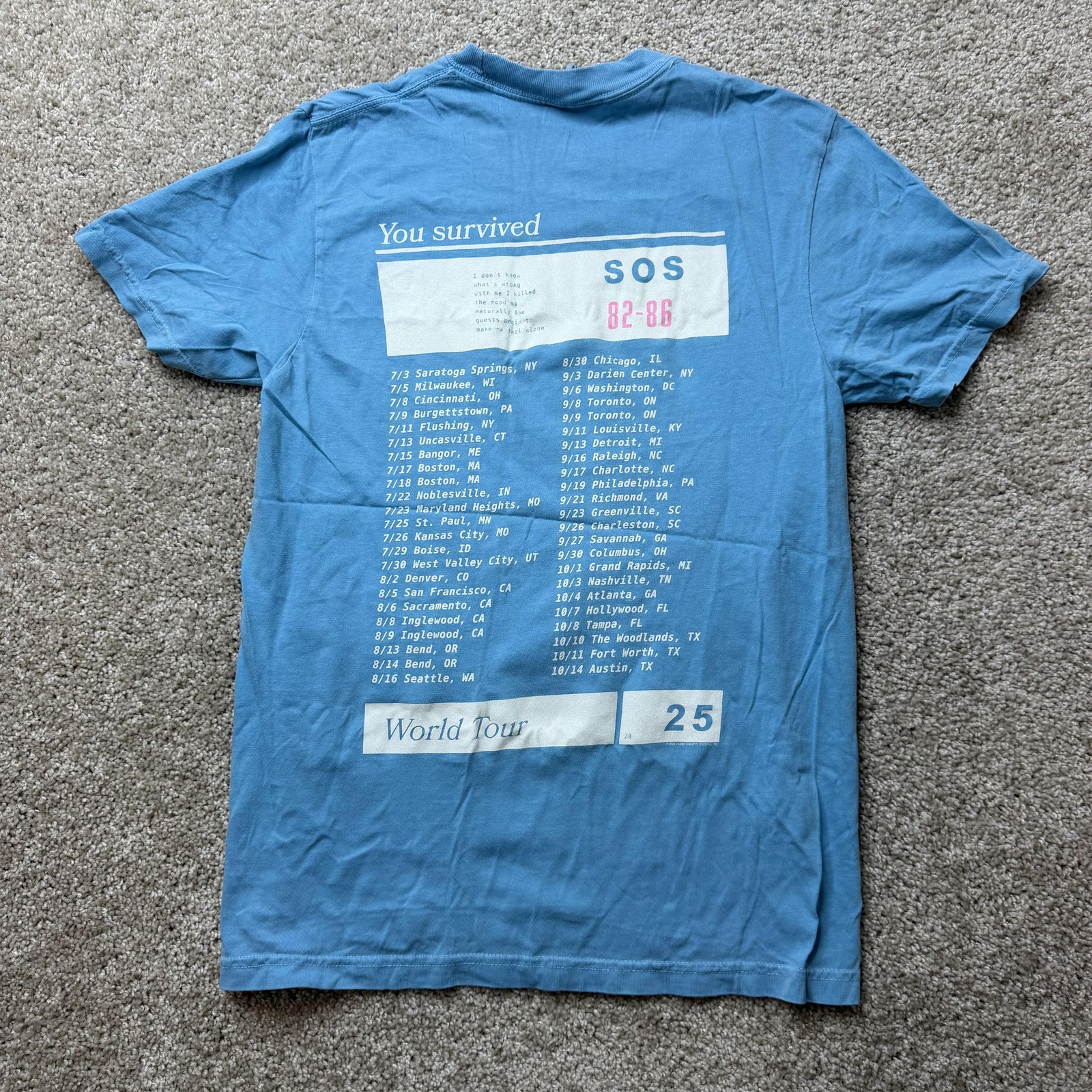 Lumineers Automatic LP5 Shirt Mens Small Blue Comfort Colors World Tour 2025