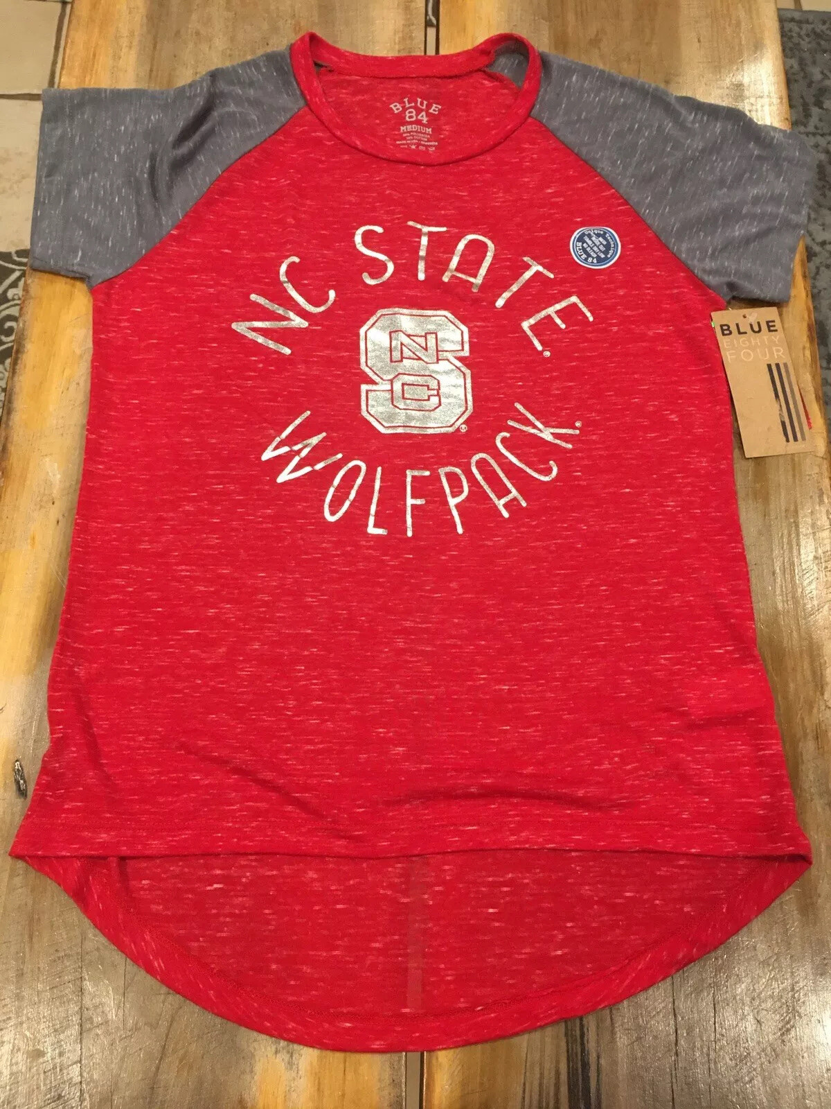 Juniors Blue 84 NC State Wolfpack Sunrise Foil Short Sleeve Tee Size Medium NWT