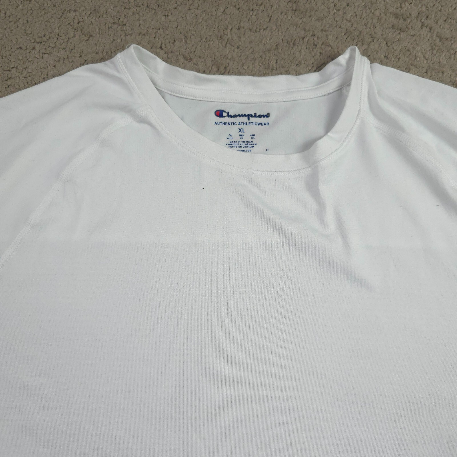 Champion Authentic Athletic Wear Men Crew Neck Short Sleeves T-Shirt XL White