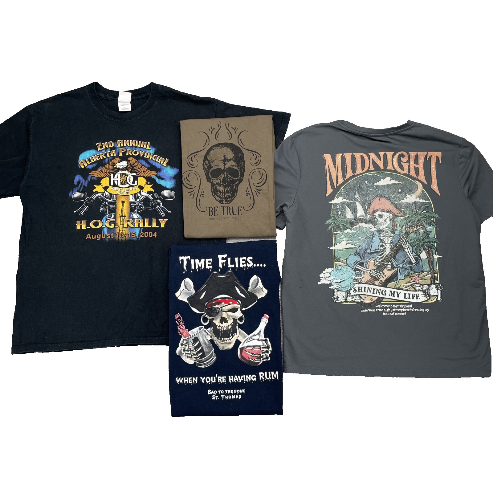 T Shirt Lot of 4 Mens Large Mix Brands Outdoor Workwear Biker Moto Grunge Skate