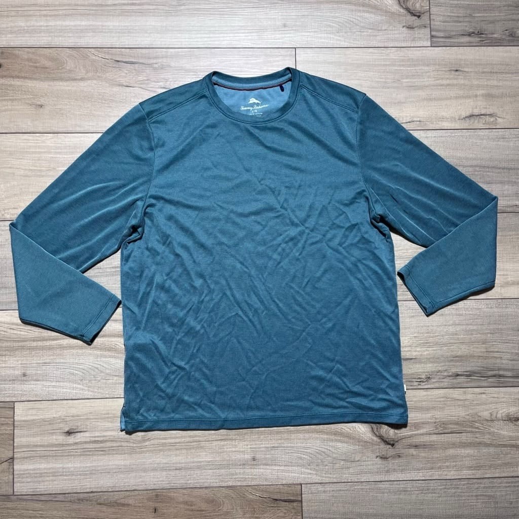 Tommy Bahama Mens Crew Neck Long Sleeve Tencel Modal Shirt Size L Green